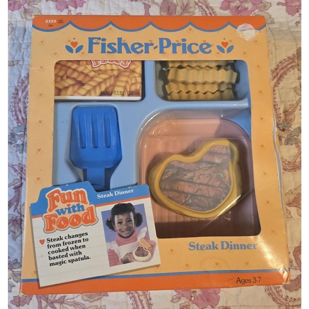 Vintage Fisher Price Fun with Food Steak Dinner Set COMPLETE With Box